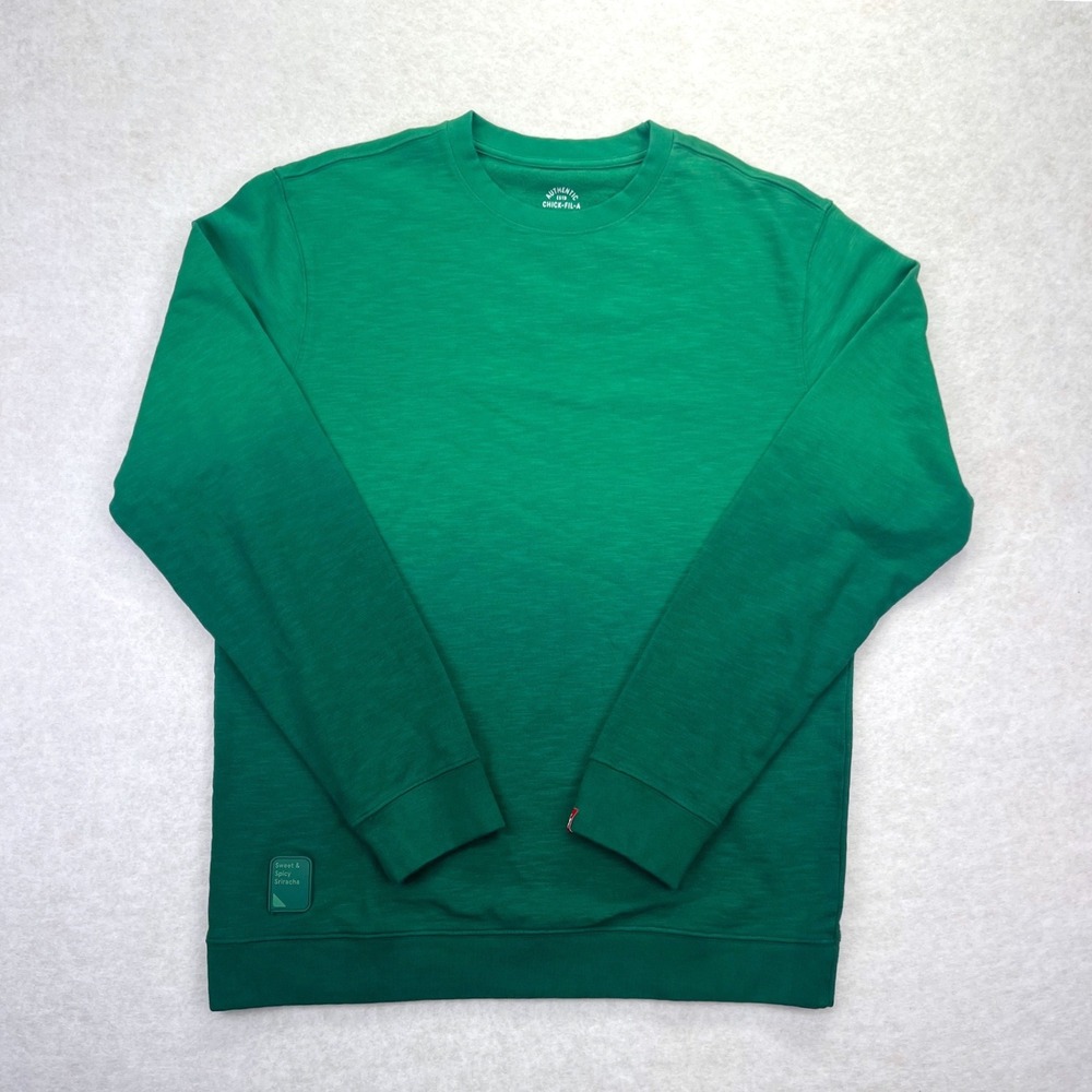 Chick-Fil-A Sweatshirt Mens Large Green Sweet & Spicy Sriracha Sauce Crewneck